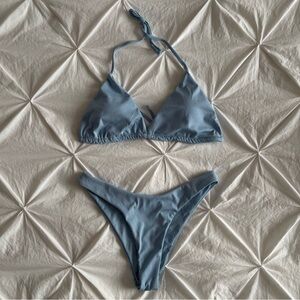 shein ribbed triangle bikini set